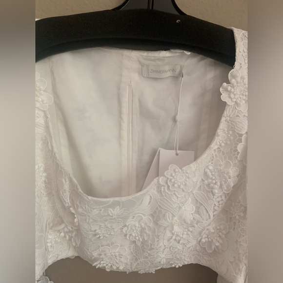 SOLD NWT Authentic ZIMMERMANN Raie Floral Lace Short-Sleeve Crop Top size AU 3 - Picture 3 of 7